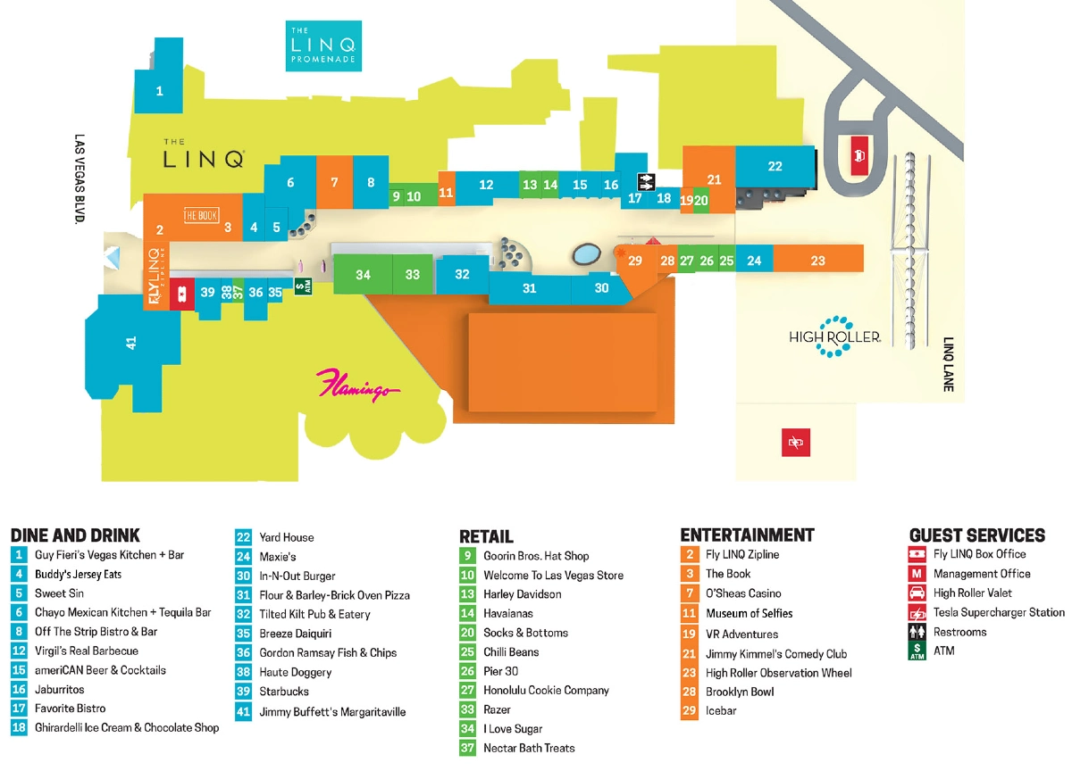 Map of Linq Promenade with High Roller